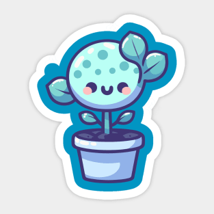 Cute Kawaii Smiley Plant in a Pot | Kawaii Houseplant | Kawaii Cute Plant Design Sticker